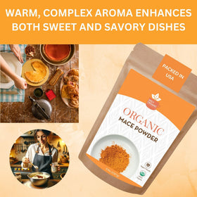 SPICY ORGANIC Ground Mace on the counter hints at convenience