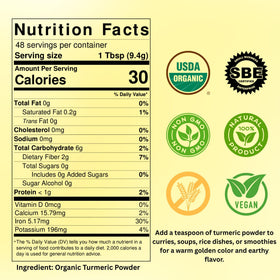 SPICY ORGANIC turmeric powder packaging standup pouch showing fresh packaging