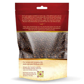 Spicy World allspice berries in a sturdy bag for pantry storage.