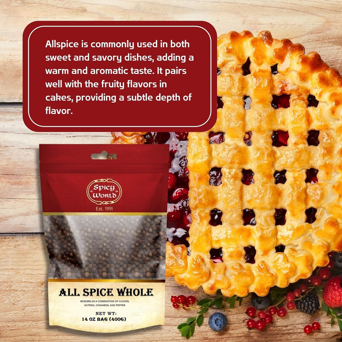 Spicy World allspice berries perfect for desserts and sweet sauces.