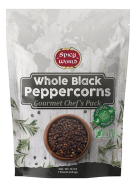Spicy World black peppercorns 16oz pack for bold aroma and everyday cooking