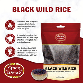Spicy World wild rice grains close-up showing rich texture