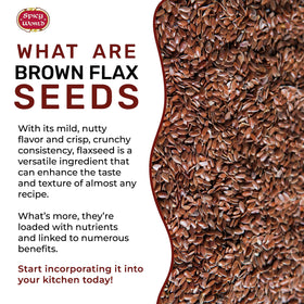 Spicy World Brown Flaxseed ground flaxmeal, smooth powder ideal for smoothies and baking.