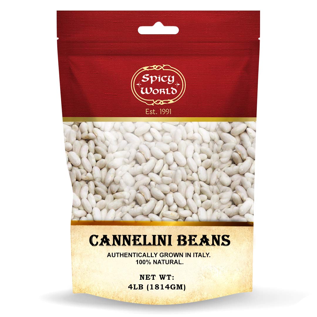 Spicy World Cannellini beans from Italy, dried and ready for hearty soups.