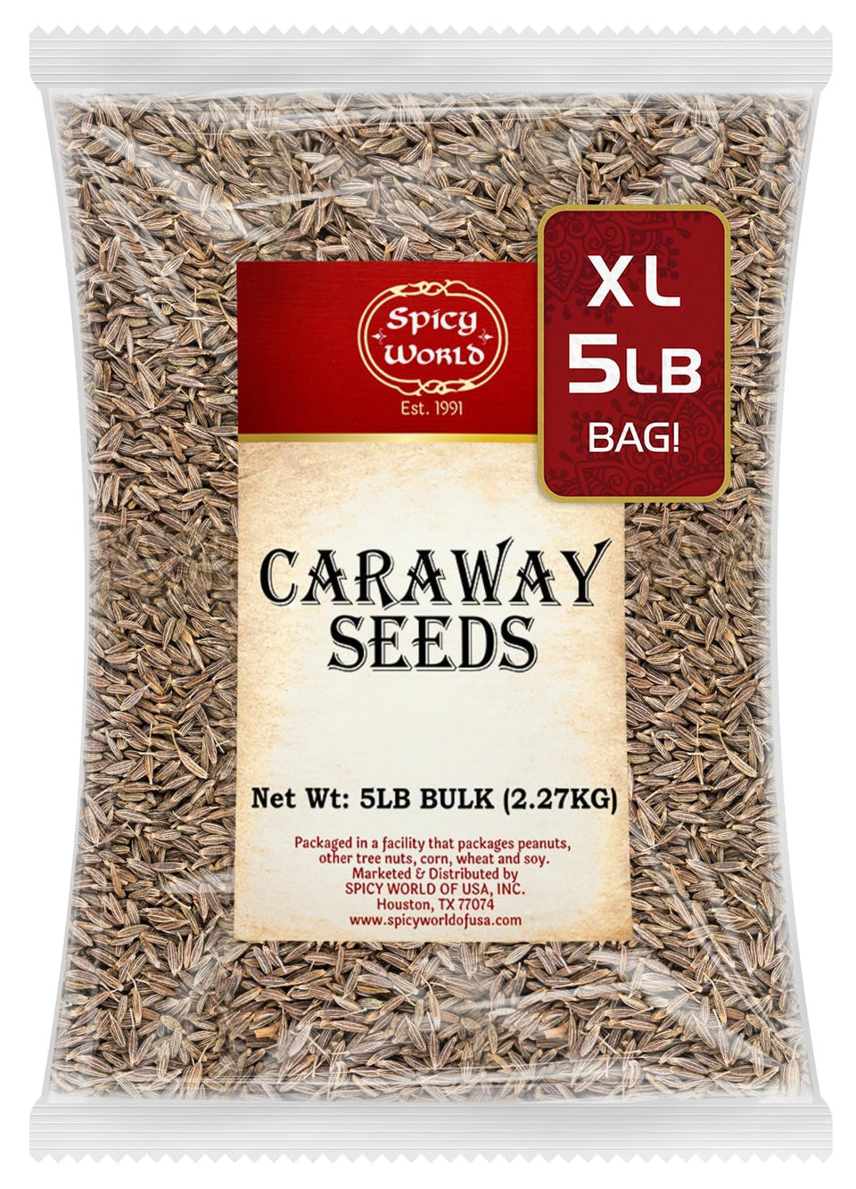 Spicy World caraway seeds bulk bag ready for pantry storage and bulk cooking