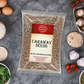 Spicy World caraway seeds label packaging highlights quality and freshness