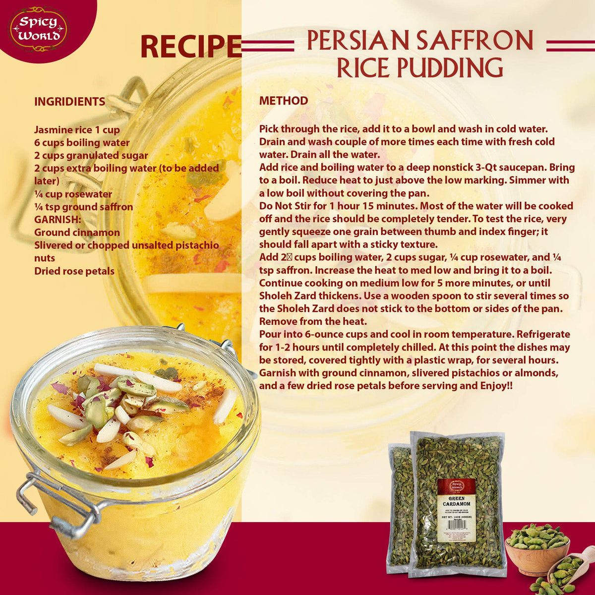 Spicy World cardamom enhances baking and cooking with warm notes.