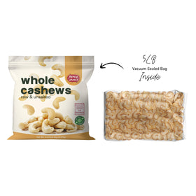 Spicy World cashews in resealable bag for fresh storage.