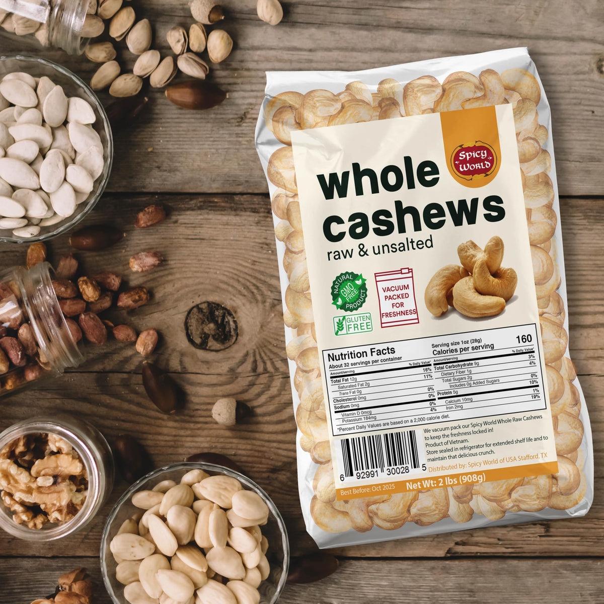Spicy World cashews in salads add crunch and protein.