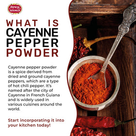 Spicy World Cayenne Pepper Powder from dried peppers preserves bright flavor and heat