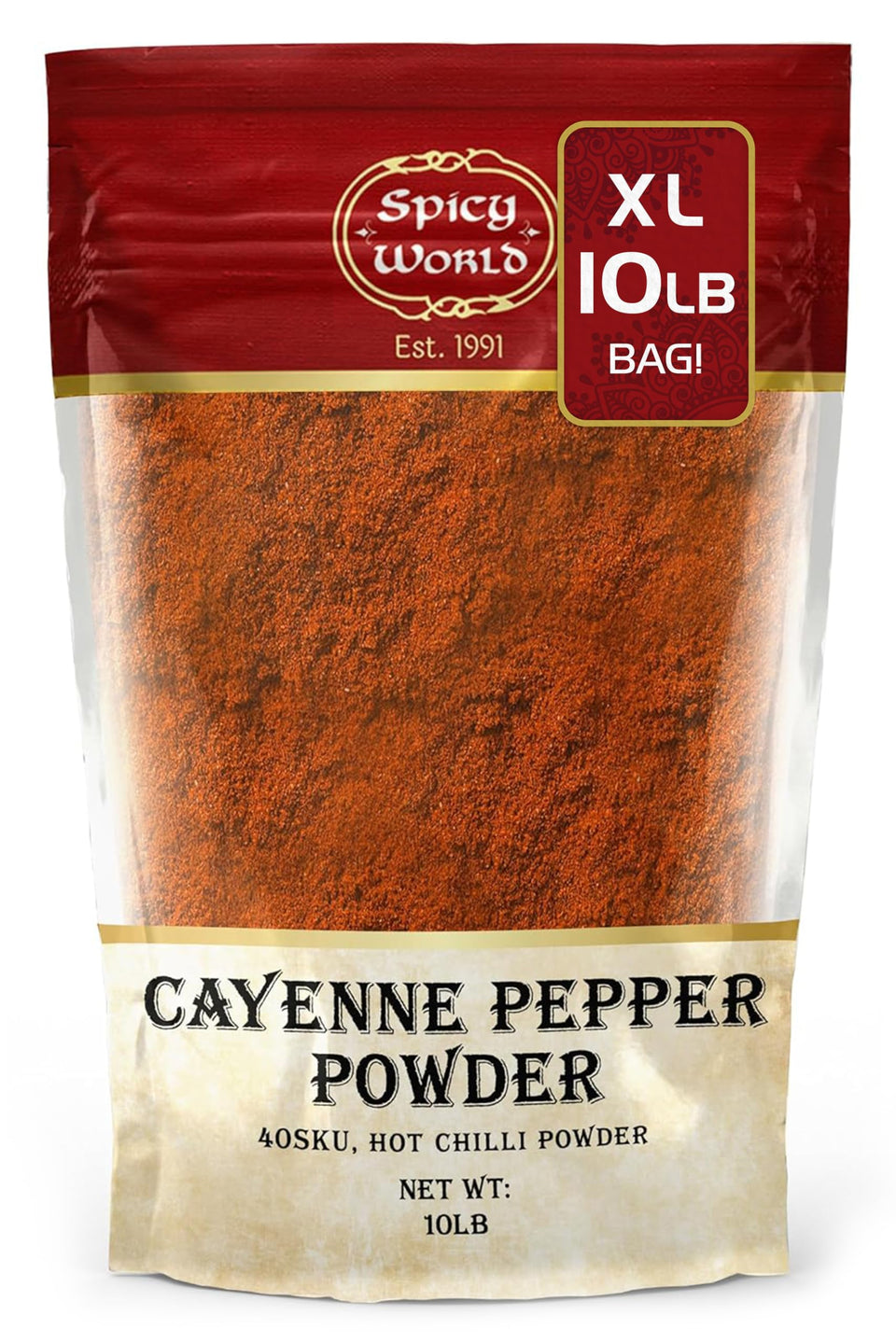 Spicy World Cayenne Pepper Powder bulk 10lb bag for bold, clean heat in recipes