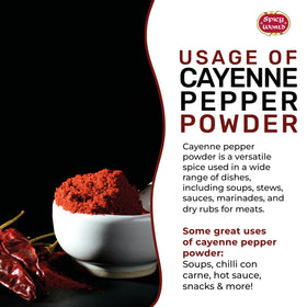 Spicy World Cayenne Pepper Powder in a shaker showcases convenient kitchen use