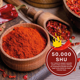 Spicy World Cayenne Powder kitchen scene ready to spice meals.