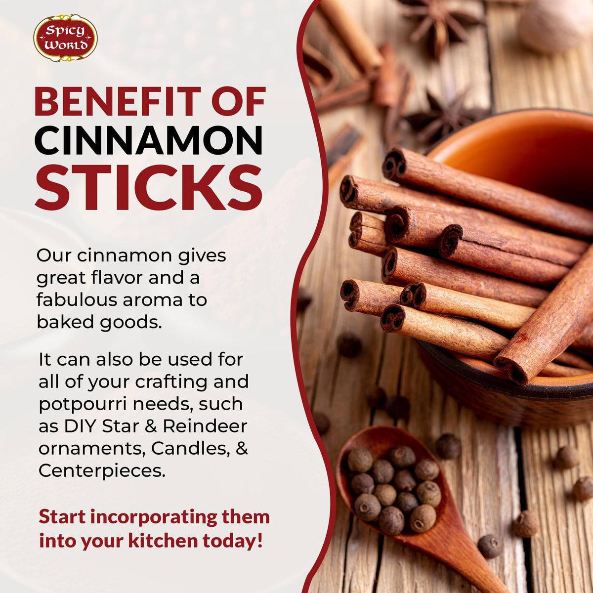Spicy World cinnamon sticks baking hero for cookies and cakes