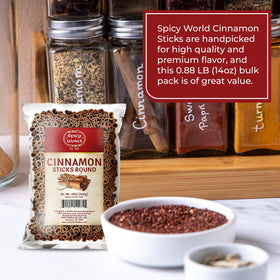 Spicy World cinnamon sticks steeped in tea for warm flavor.