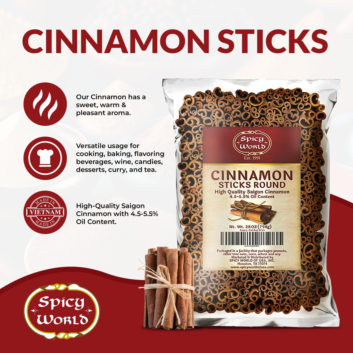 Spicy World cinnamon sticks tea brew for fragrant infusion ideas