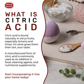 Spicy World citric acid for DIY bath bombs and skincare recipes.