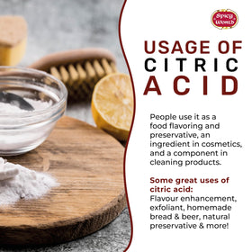 Spicy World citric acid used for food preservation and canning.