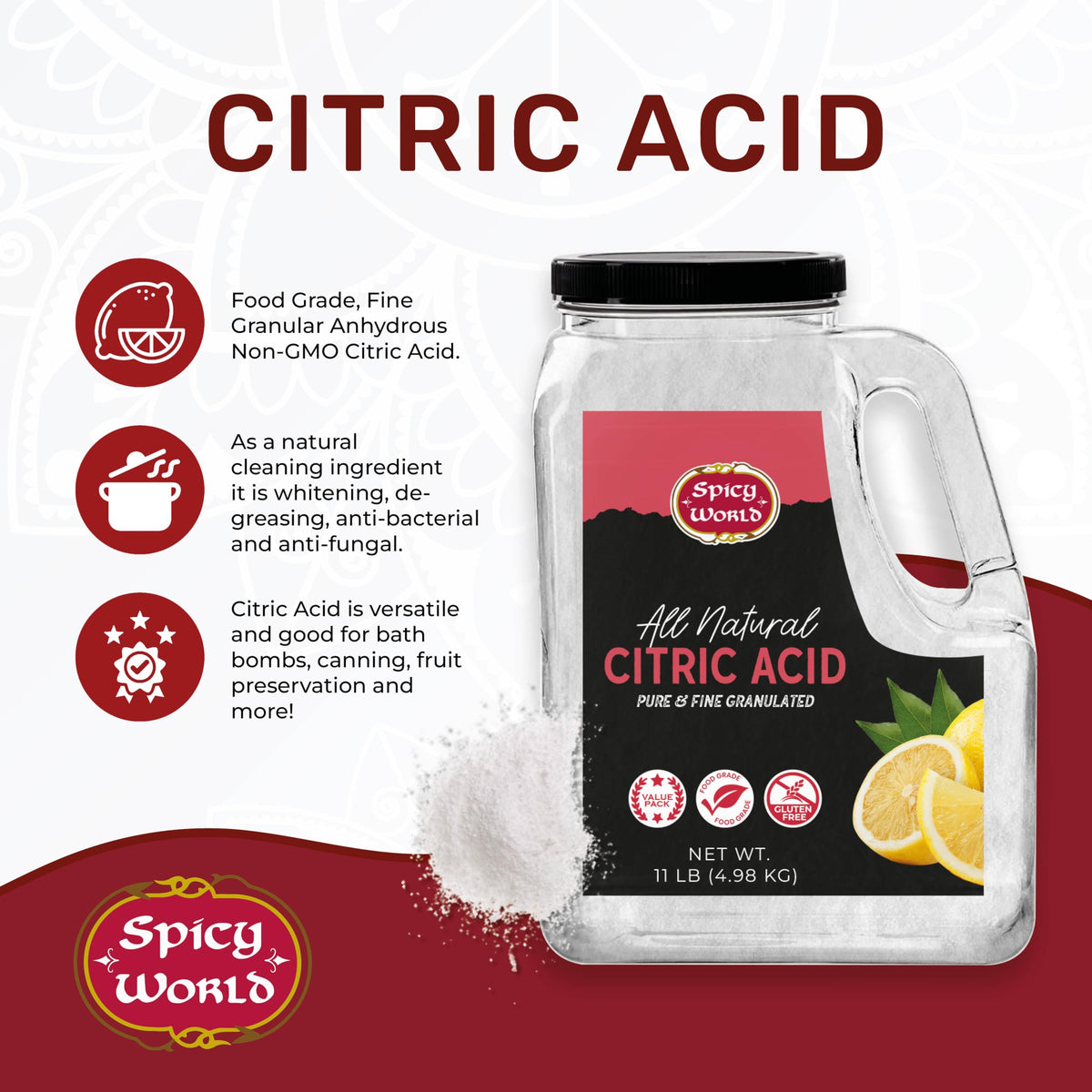 Spicy World citric acid being used to descale a kettle and protect appliances.