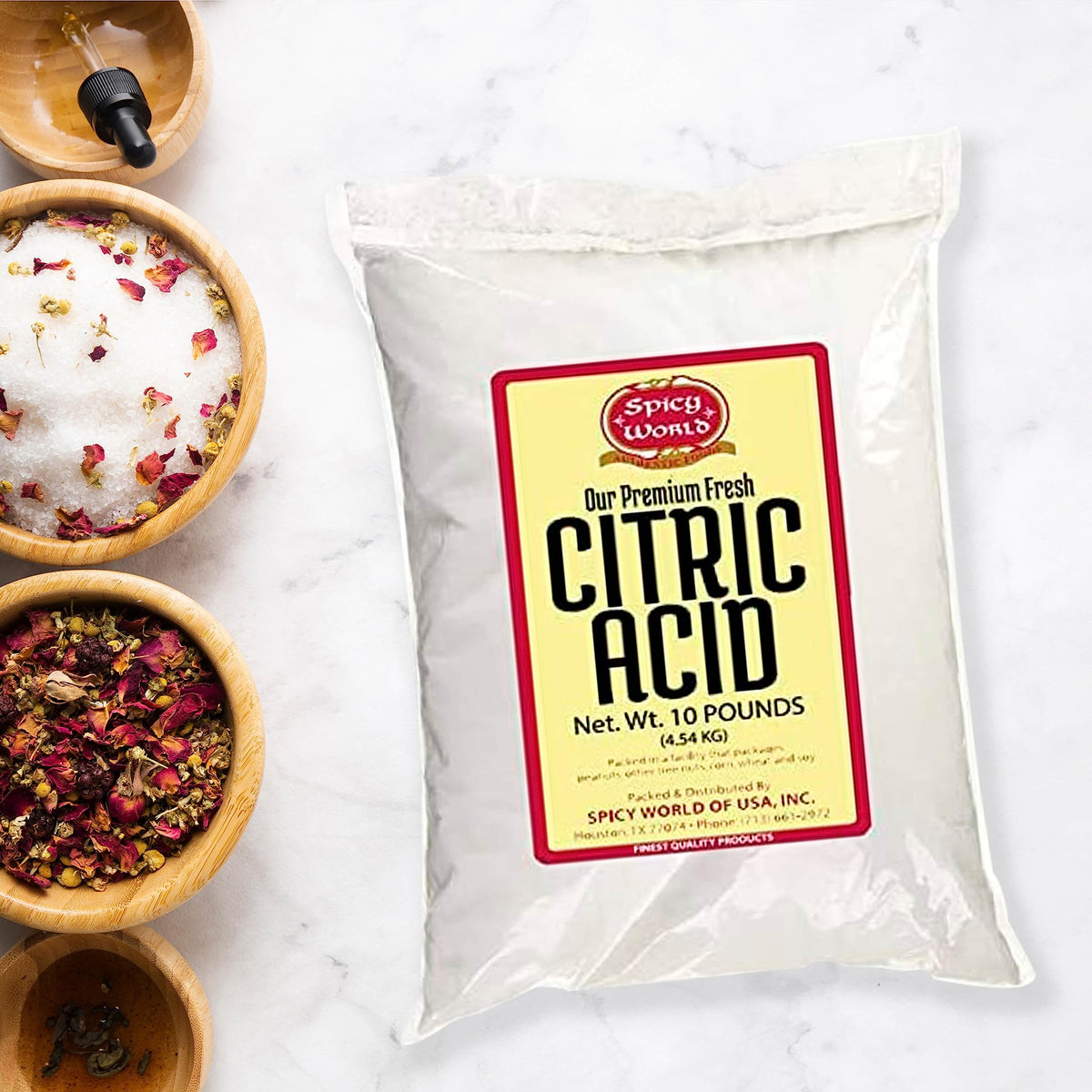 Spicy World citric acid preserves fruits and foods through canning and drying.