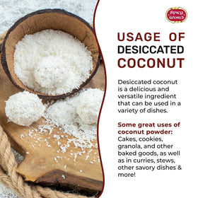 Spicy World coconut powder topping for cakes, yogurt, and ice cream