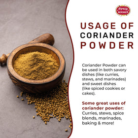 Spicy World coriander powder jar back with storage notes