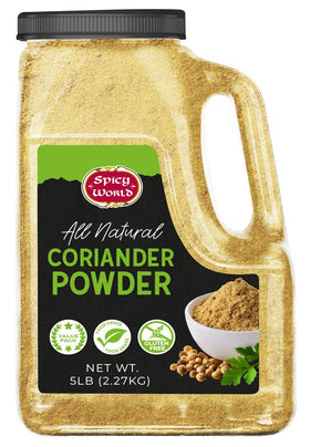 Spicy World coriander powder jar front view, ideal for bulk kitchen use