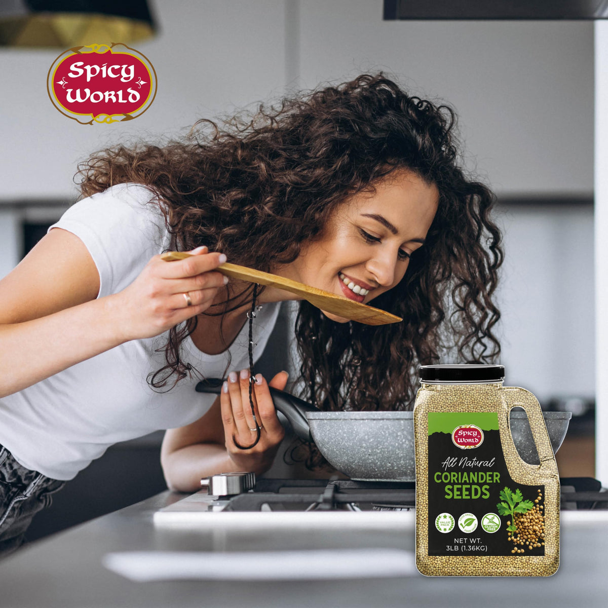 Spicy World coriander seeds origin label hints at authentic Indian sourcing