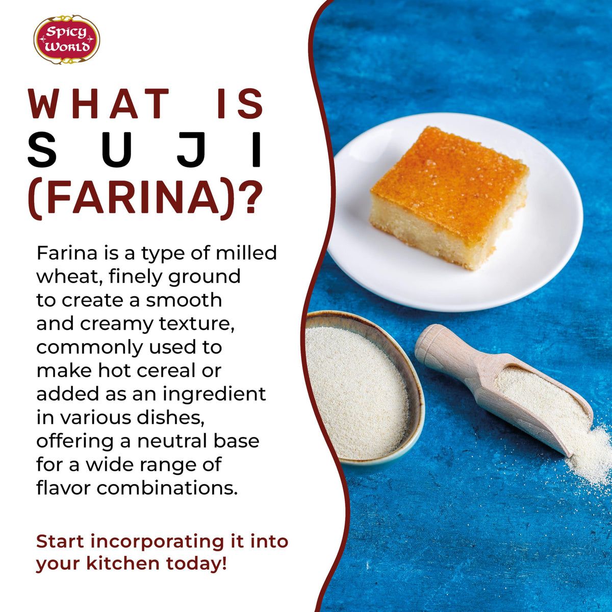 Spicy World Farina cooking setup with pot and spoon for hot cereal