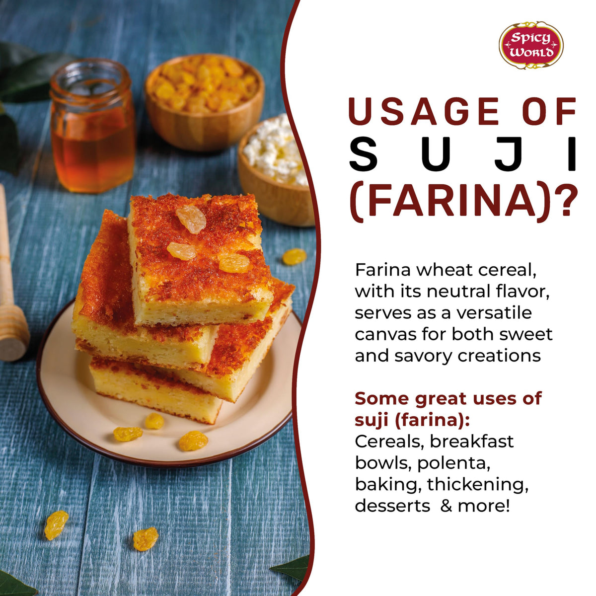 Spicy World Farina hot cereal bowl with creamy texture and aroma