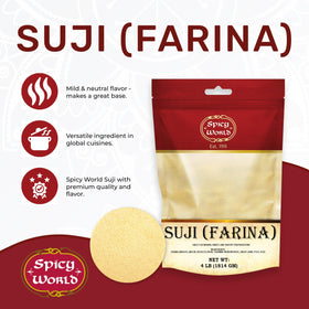 Spicy World Farina USA grown label showing origin and quality