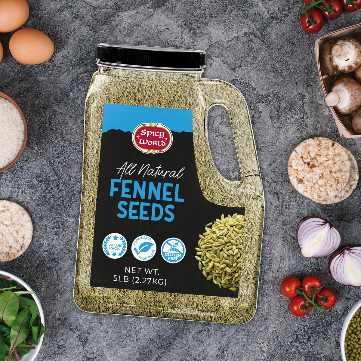 Spicy World fennel seeds bulk-jar shown for bulk pantry storage