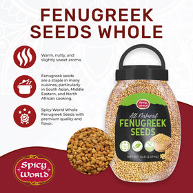 Spicy World fenugreek seeds in curry spice mix context demonstrating versatile seasoning.