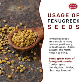 Spicy World fenugreek seeds for hair care and natural beauty routines.