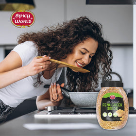 Spicy World fenugreek seeds origin India highlighting authentic sourcing.