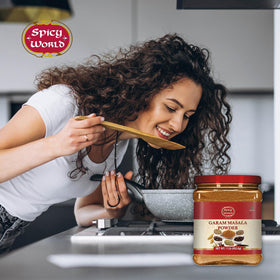 Spicy World Garam Masala bulk-pack — 1 lb jar designed for family cooking.
