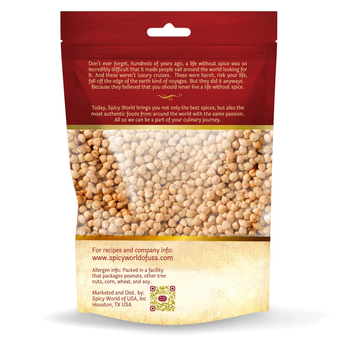 Sealed packaging of Spicy World garbanzo beans dried 4lb bag