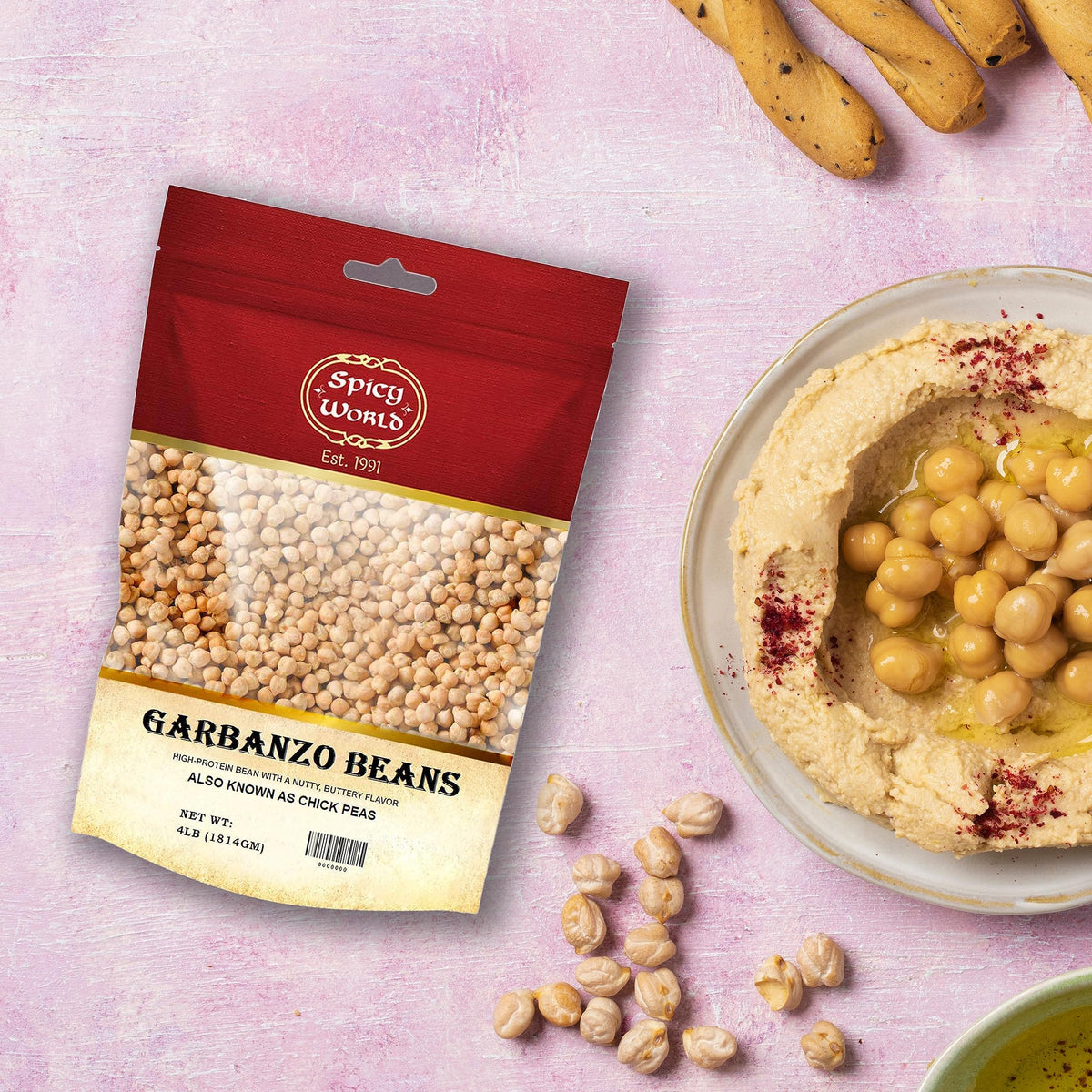 Protein-rich Spicy World garbanzo beans for vegetarian meals