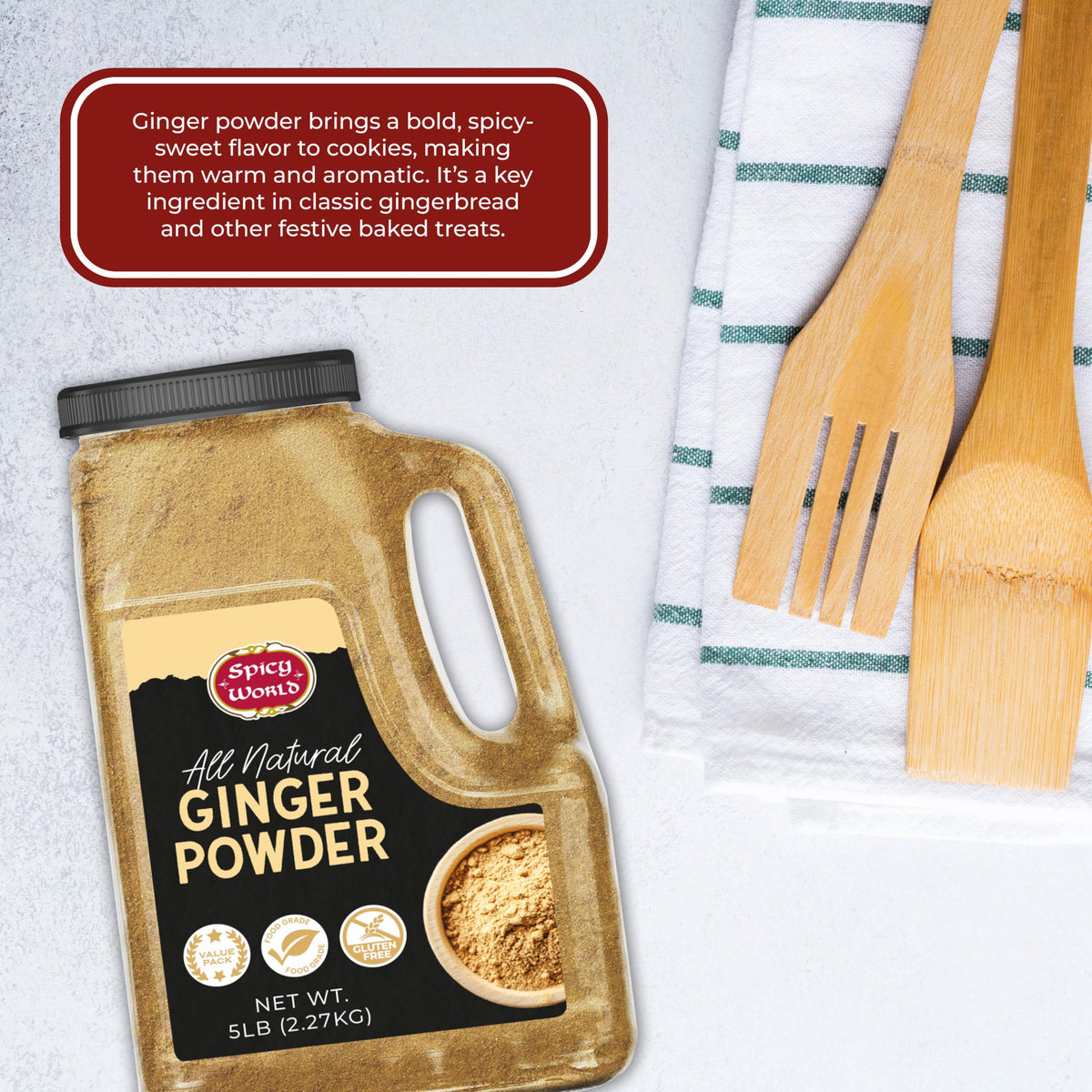 Spicy World Ginger Powder on pantry shelf; ready for everyday cooking.