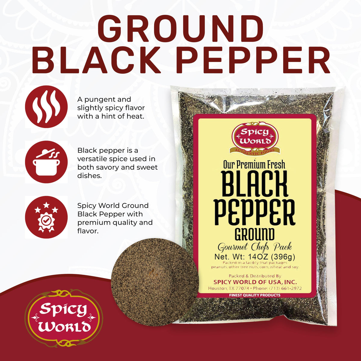 Spicy World pepper-table-grind jar on kitchen counter boosts flavor