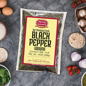 Spicy World 14 oz pepper bag with seal and label