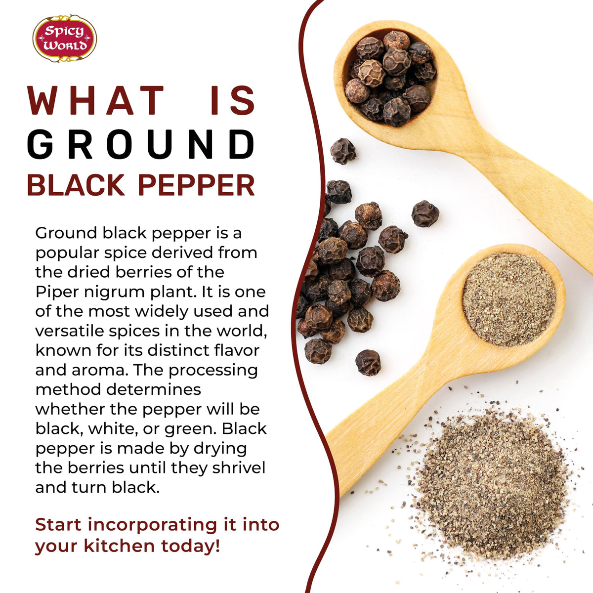 Spicy World table grind pepper in use on salad greens