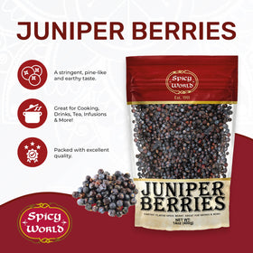 Spicy World juniper berries in dish adding aromatic notes.