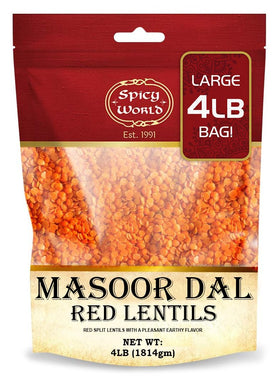 Spicy World Masoor Dal 4lb bag of premium lentils for versatile meals