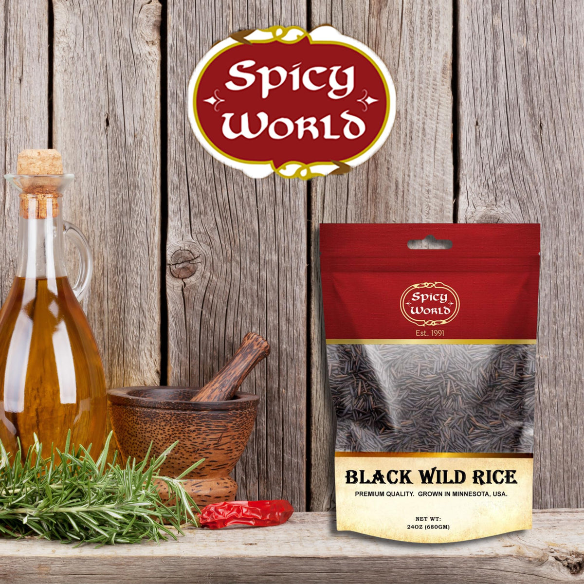 Spicy World serving bowl with prepared wild rice side a versatile meal option