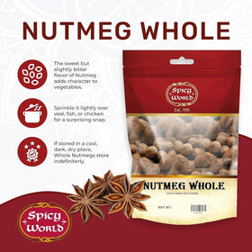 Close-up of 60+ nutmeg pieces indicating consistent seasoning.