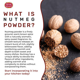 Spicy World Nutmeg Powder baking ideas scene highlights versatile desserts.