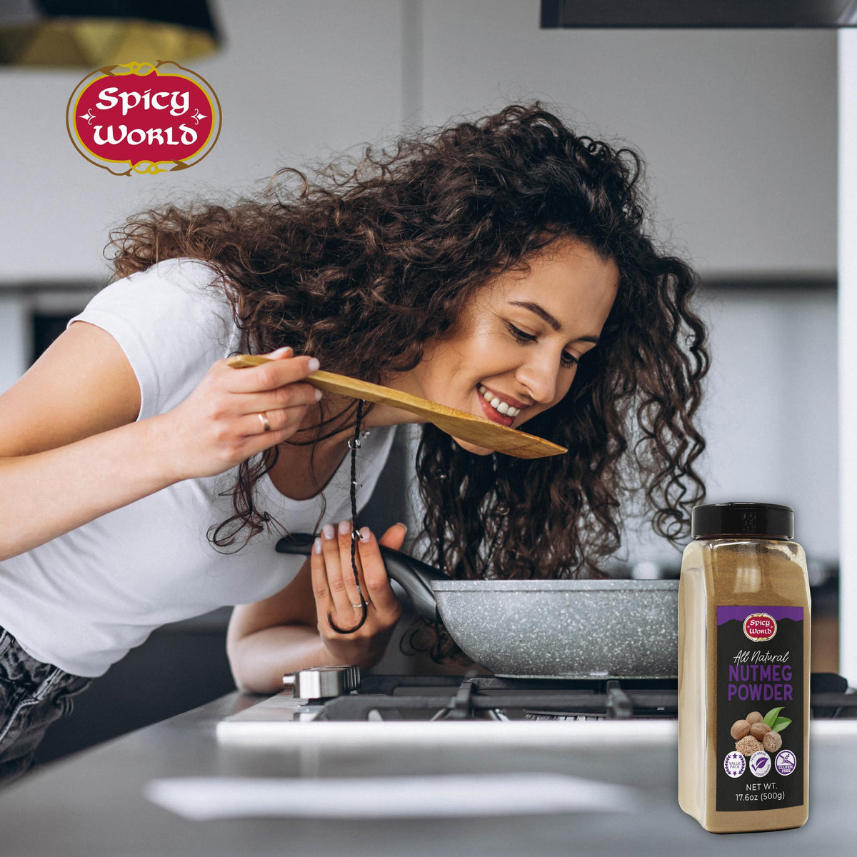 Spicy World Nutmeg Powder elevates oatmeal, curries, and sauces with depth.