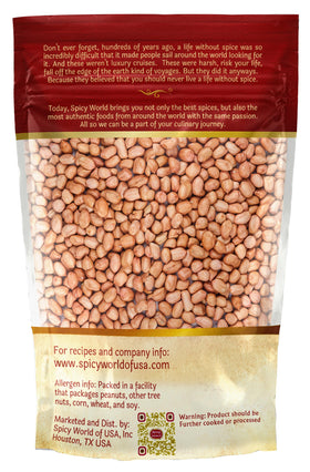 Spicy World packaging back label highlighting USA-grown quality.