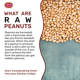 Spicy World unsalted raw peanuts with skins for customizable seasoning.